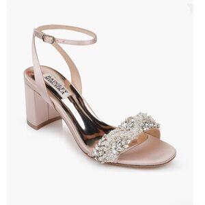 Badgley Mischka "Clara" sandal in satin with crystal embellishment. Size 9